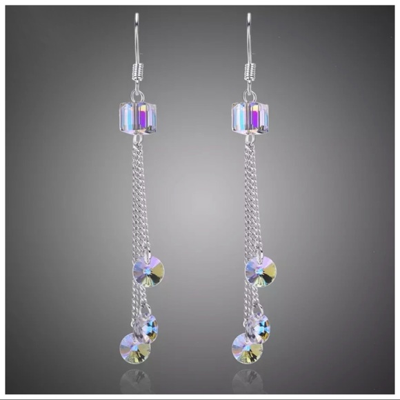 Swarovski Crystals The Bery AB Long Earrings - Picture 1 of 6